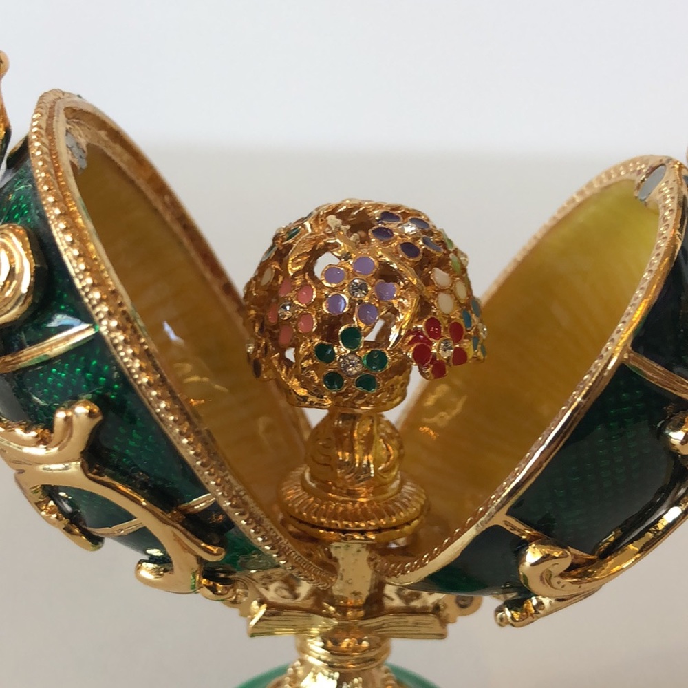 AKM(Faberge) Egg with flower inside green 7,4 cm - Picture 5 of 8